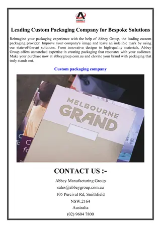 Leading Custom Packaging Company for Bespoke Solutions