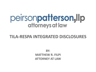 TILA-RESPA Integrated Disclosures for Real Property Transactions