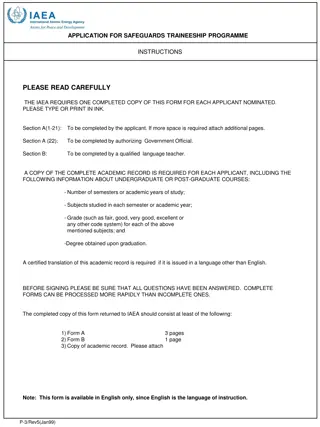 Complete Safeguards Traineeship Application Form