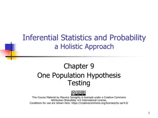 Inferential Statistics and Probability: One Population Hypothesis Testing