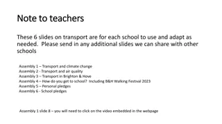 Transport, Climate Change, and Emissions: An Educational Series for Schools
