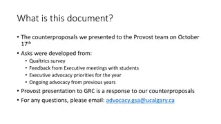 Council Feedback and Counterproposals for University Advocacy Efforts