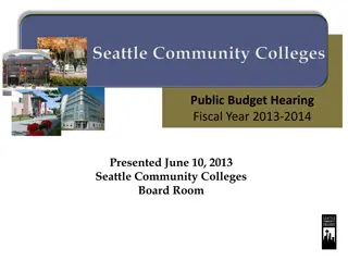 Seattle Community Colleges Fiscal Year 2013-2014 Budget Hearing Summary