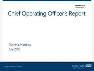 Chief Operating Officer's Report - July 2016