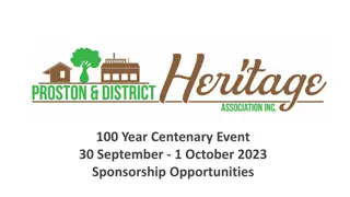 Proston & District Centenary Event 30 September - 1 October 2023 Sponsorship Opportunities