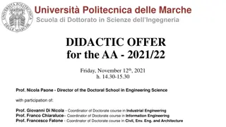 Doctoral School in Engineering Science Didactic Offer for 2021/22