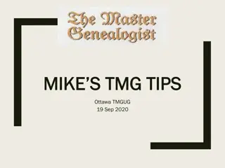 Ottawa TMG Users Group and History Research Environment Updates