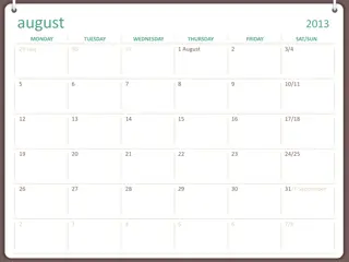 Calendar Schedule for August 2013 to May 2014