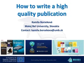 Crafting High-Quality Publications