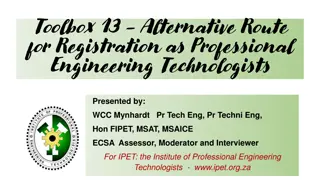 Alternative Route for Professional Engineering Technologists Registration