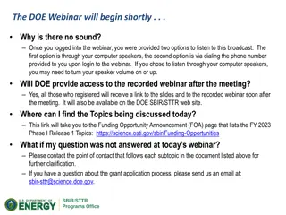 DOE Webinar FY 2023 Phase I Release: Schedule, Topics & Opportunities