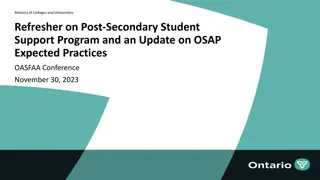 Post-Secondary Student Support Program Updates and OSAP Practices