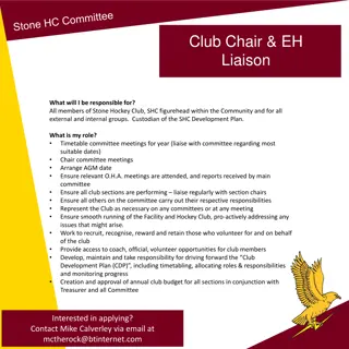 Responsibilities of Club Chair, Vice Chair, and Club Captains at Stone Hockey Club