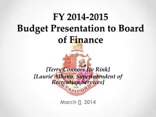 Recreation Center Budget Presentation FY 2014-2015 Highlights