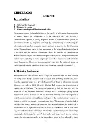 Historical Development of Optical Communication Systems