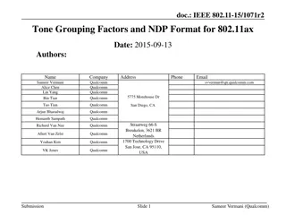 IEEE 802.11-15 Study on Tone Grouping Factors and NDP Format for 802.11ax