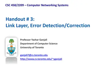 Computer Networking Systems - Overview of Link Layer and Error Detection/Correction