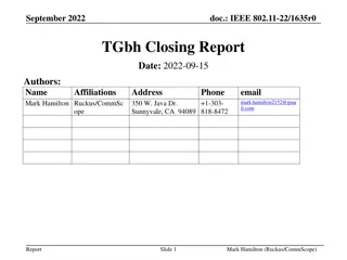 IEEE 802.11-22 TGbh Closing Report Summary