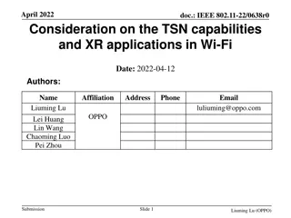 Implications of TSN Capabilities and XR Applications in Wi-Fi