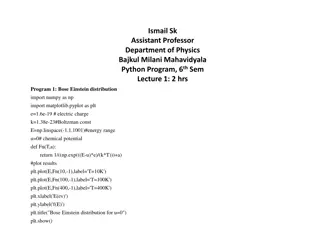 Python Programs for Bose-Einstein Distribution and Planck Law of Radiation