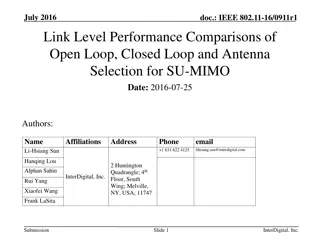 IEEE 802.11-16/0911r1 Link Level Performance Comparisons & Configurations