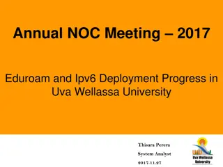 Eduroam and IPv6 Deployment Progress at Uva Wellassa University