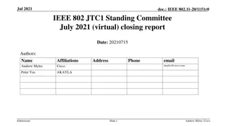IEEE 802.11-20/1151r0 Closing Report July 2021