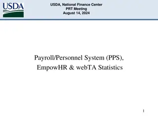 USDA National Finance Center PRT Meeting August 14, 2024 Summary