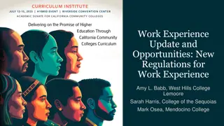 New Regulations and Opportunities for Work Experience Education
