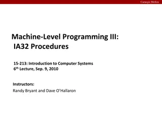 Carnegie Mellon Machine-Level Programming III: IA32 Procedures and Stack Structure Lecture Overview
