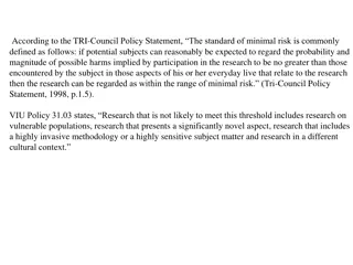 Minimal Risk in Research: Tri-Council Policy Statement Overview