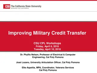 Improving Military Credit Transfer CSU CPL Workshops at Cal Poly Pomona