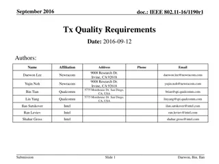 IEEE 802.11-16/1190r1 Tx Quality Requirements September 2016 Document