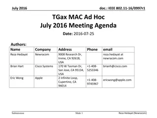 IEEE 802.11-16/0997r1 TGax MAC Ad Hoc July 2016 Meeting Agenda