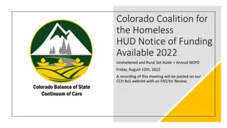 HUD Funding Opportunities for Colorado Coalition for the Homeless 2022