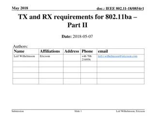 802.11ba May 2018 Tx and Rx Requirements Overview