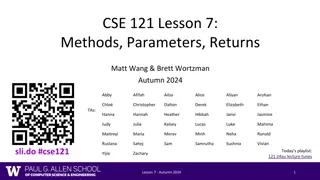 CSE 121 Lesson 7: Methods, Parameters, Returns - Autumn 2024