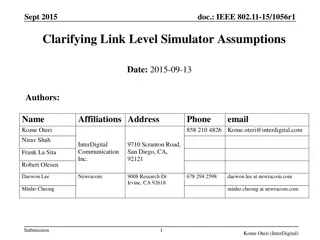 Link Level Simulator Assumptions in IEEE 802.11 Standards