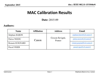 IEEE 802.11-15 MAC Calibration Results 2015 Analysis