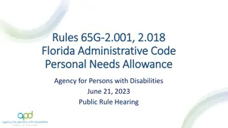Rules and Regulations for Personal Needs Allowance in Florida