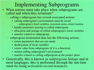 Actions to Take When Subprograms Are Called and Terminated