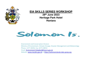 Environmental Workshop Overview: Ministry of Environment in the Solomon Islands