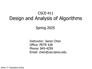 Design and Analysis of Algorithms: Topological Sorting and DFS on Directed Graphs