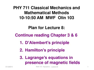 Classical Mechanics Principles: D'Alembert, Hamilton, Lagrange Equations