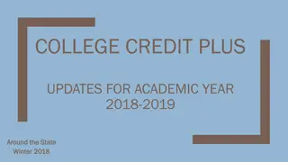 College Credit Plus Updates 2018-2019: Student Eligibility and Changes