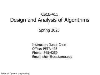 Algorithms in Spring 2025: Design & Analysis with Jianer Chen