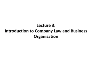 Introduction to Company Law and Business Organisation