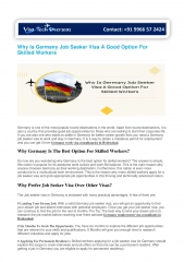 Why Is Germany Job Seeker Visa A Good Option For Skilled Workers