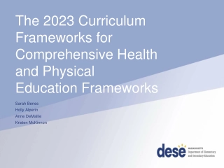 2023 Comprehensive Health and Physical Education Curriculum Framework Review