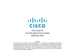Cisco Systems Fault Managed Power Portfolio Overview